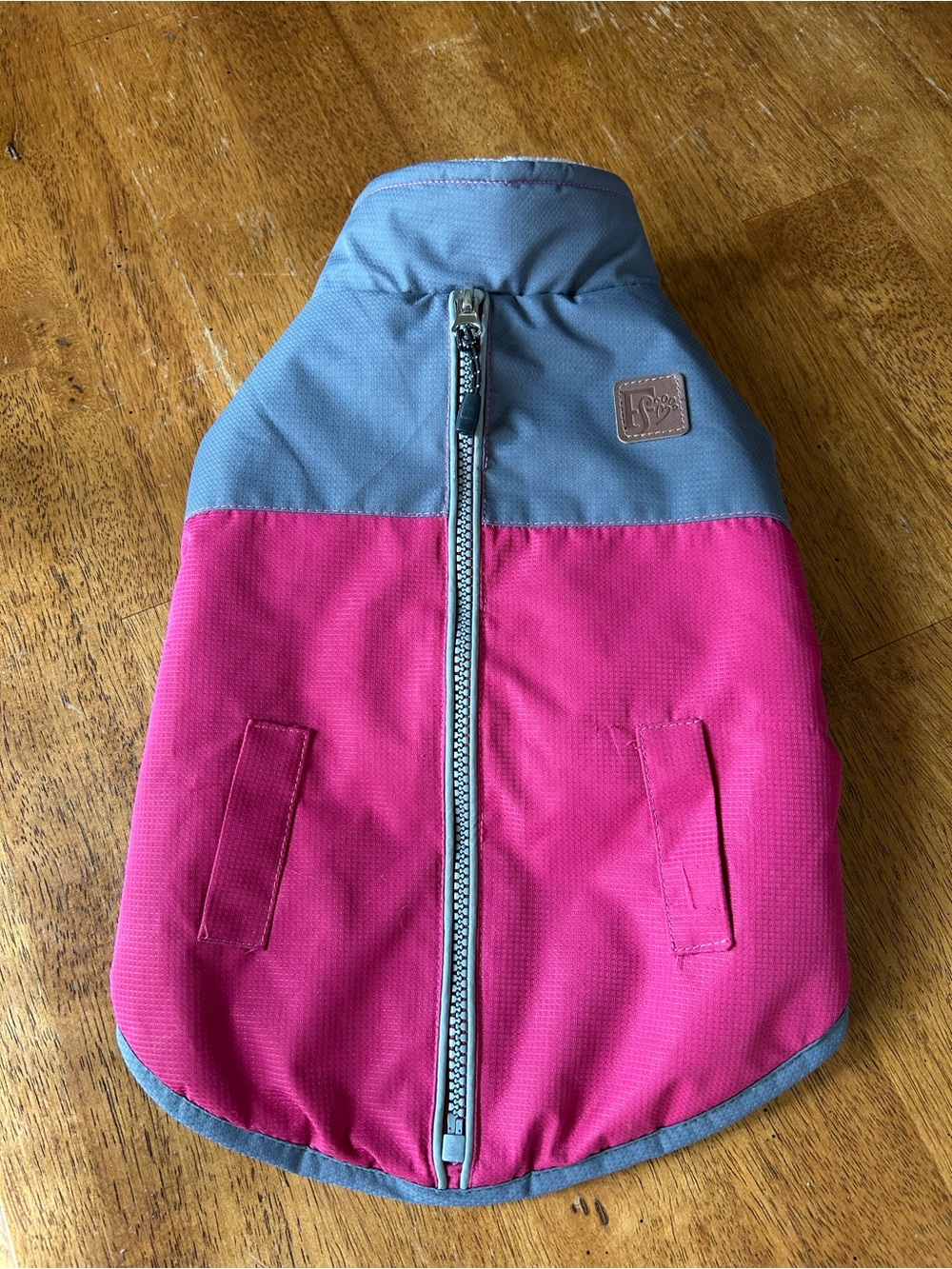 Forever Friends Fleece-Lined Dog Pet Winter Jacket Pink/Gray Sz M
